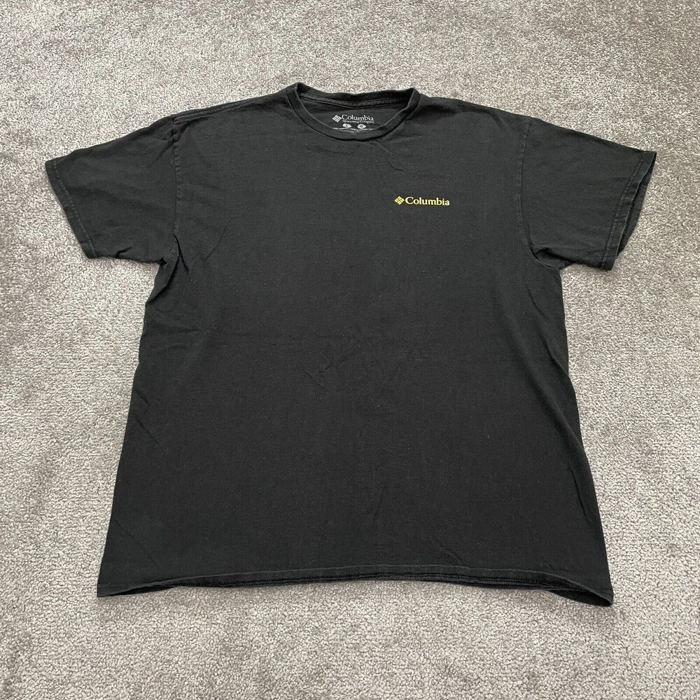 Columbia Graphic T-Shirt Mens Large Black Crew Neck Short Sleeve Casual Tee Top